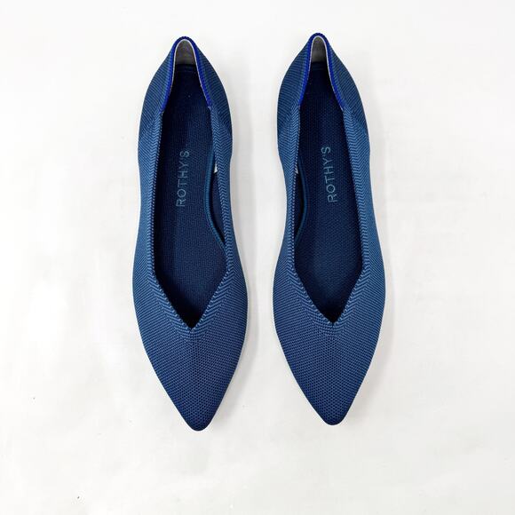 [Rothy’s] The Point Deep Ocean Blue Slip On Washable Ballet Flats Like New 10.5 - Picture 9 of 12